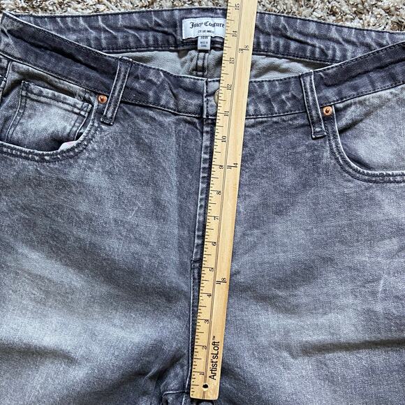 Juicy Couture Venice Straight Jean Women's 14W Gray Marble Wash Denim Fringe Hem - Picture 10 of 12